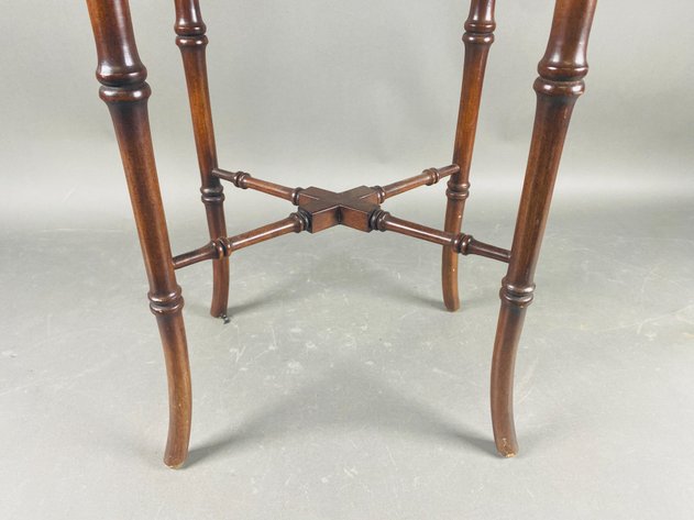 Image for Vintage Oval Wood Side Table with Bamboo Legs