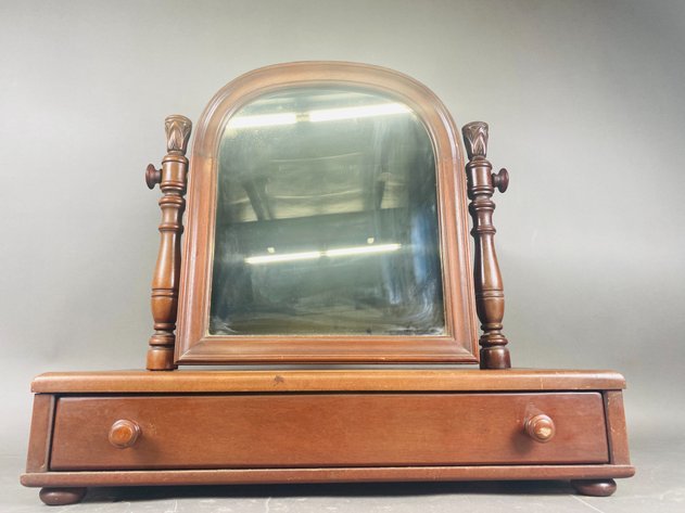 Image for Antique Wood Shaving Mirror with Drawer