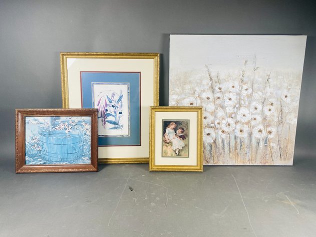 Image for (4) Floral Themed Canvas and Framed Art