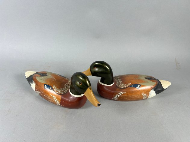Image for Pair of Vintage Hand-Painted Wooden Mallard Duck Decoys