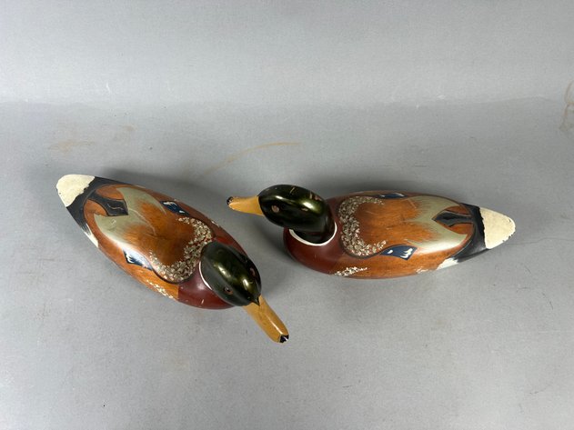 Image for Pair of Vintage Hand-Painted Wooden Mallard Duck Decoys