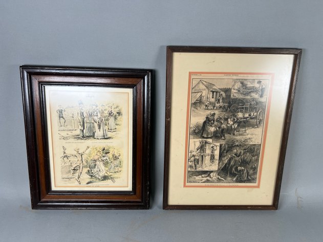 Image for (2) Antique Framed Prints, Including 1890 Harper's Bazaar 