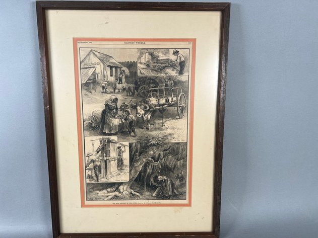 Image for (2) Antique Framed Prints, Including 1890 Harper's Bazaar 