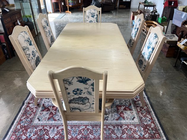 Image for Large Dining Table with Removable Leaf and (6) Upholstered Dining Chairs