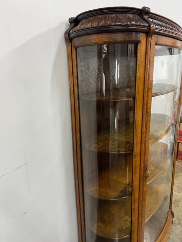 Image for Antique Quarter Sawn Oak Glass Door Curio Cabinet