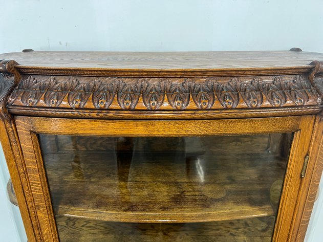 Image for Antique Quarter Sawn Oak Glass Door Curio Cabinet