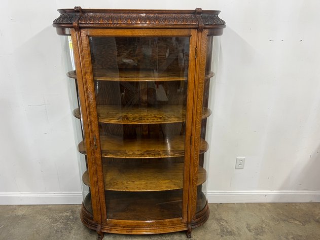 Image for Antique Quarter Sawn Oak Glass Door Curio Cabinet