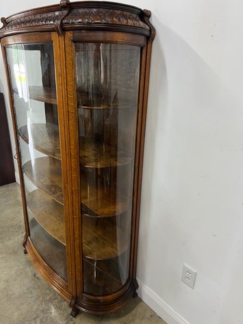 Image for Antique Quarter Sawn Oak Glass Door Curio Cabinet