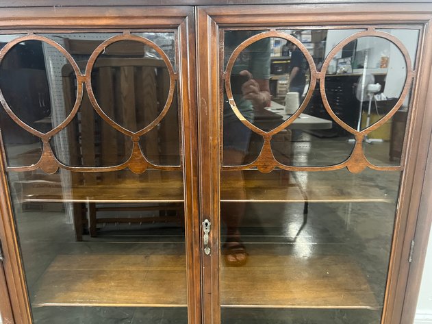 Image for (2) Door Wooden Glass Front Armoire