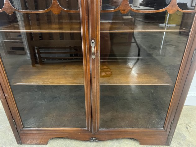 Image for (2) Door Wooden Glass Front Armoire
