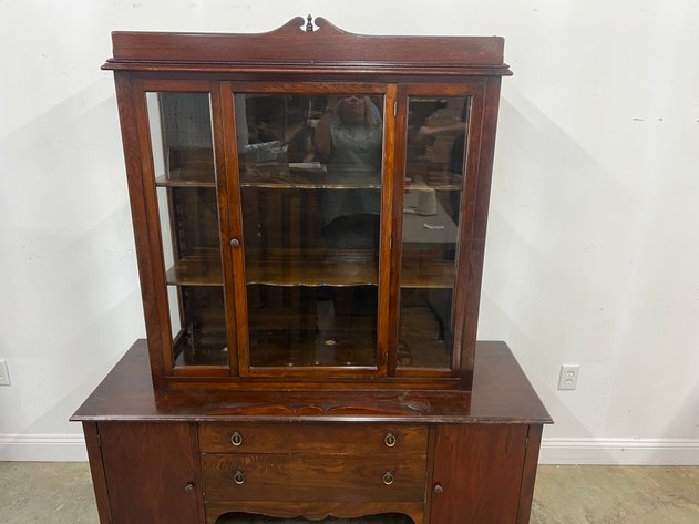 Image for (2) Piece Wooden Buffet/China Cabinet