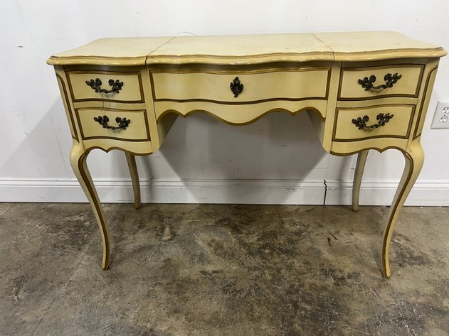 Image for Vintage French Provincial Style Flip-Top Vanity with Mirror & Cabriole Legs