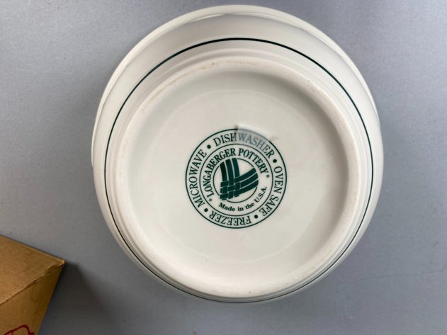 Image for Longaberger Woven Traditions Pottery Including Pie Plate, Baking Dish & Large Mixing Bowl in Original Boxes