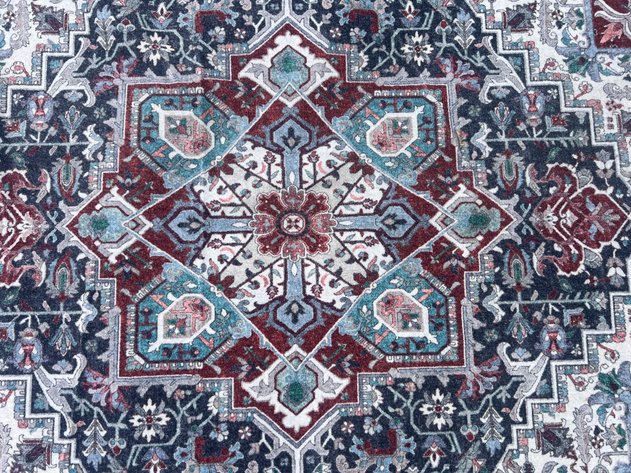 Image for Pair of Ruggable Hendesi Heriz Bordeaux Flat-woven Rugs with Pads, 6' 9' & 2'x3'