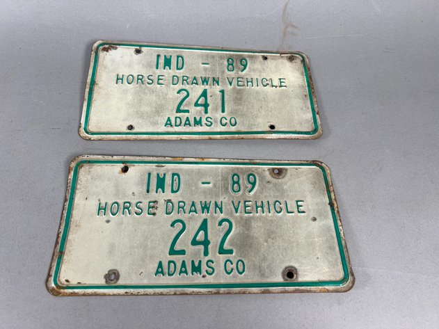 Image for Collection of Vintage Novelty Items Including Fisher Body Employee Badges, Swiza 8-Day Clock, Toy Cap Guns, Figurines & Horse-Drawn Vehicle Plates