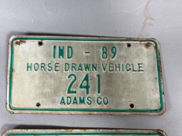Image for Collection of Vintage Novelty Items Including Fisher Body Employee Badges, Swiza 8-Day Clock, Toy Cap Guns, Figurines & Horse-Drawn Vehicle Plates