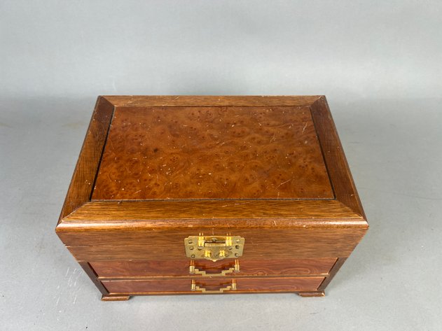 Image for Collection of Vintage Jewelry & Sewing Storage Boxes with Sewing Notions, Razorette & Collapsible Travel Cup