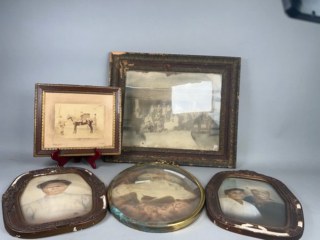 Image for Collection of Antique Framed Portraits Photographs Including Convex Glass Frames & Midgley of Asquith