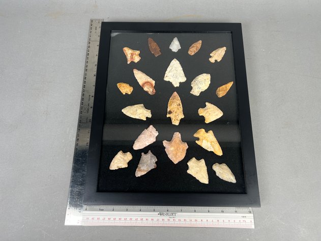 Image for (20) Quality Frame of Native American Projectile Points from the Deep South Including Kirk Corner Notch, Kirk, Abbey & Other Quality Stemmed Points in Coastal Plains Chert & Milky Quartz