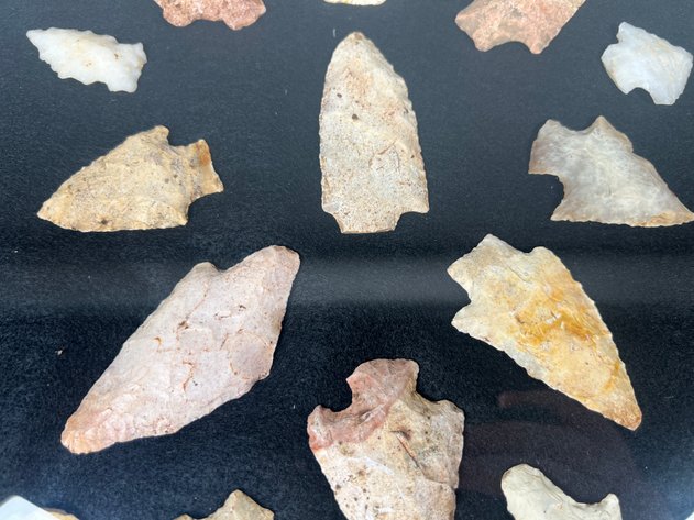 Image for (20) Quality Frame of Native American Projectile Points from the Deep South Including Bolen Bevel, Kirk, Kirk Corner Notch & Other Quality Stemmed Points in Coastal Plains Chert & Milky Quartz