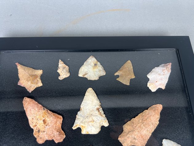 Image for (20) Quality Frame of Native American Projectile Points from the Deep South Including Bolen Bevel, Kirk, Kirk Corner Notch & Other Quality Stemmed Points in Coastal Plains Chert & Milky Quartz