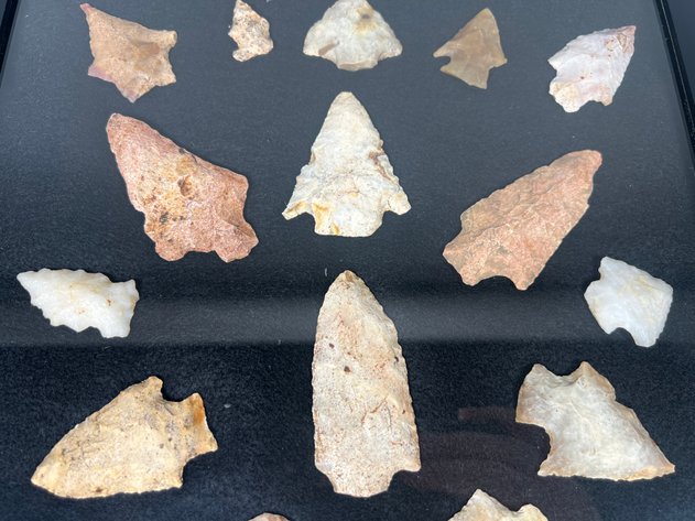 Image for (20) Quality Frame of Native American Projectile Points from the Deep South Including Bolen Bevel, Kirk, Kirk Corner Notch & Other Quality Stemmed Points in Coastal Plains Chert & Milky Quartz