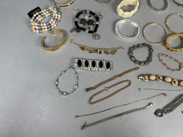 Image for Collection of Vintage & Costume Bracelets, Bangles & Cuffs Including Rhinestone, Beaded & Enamel Styles