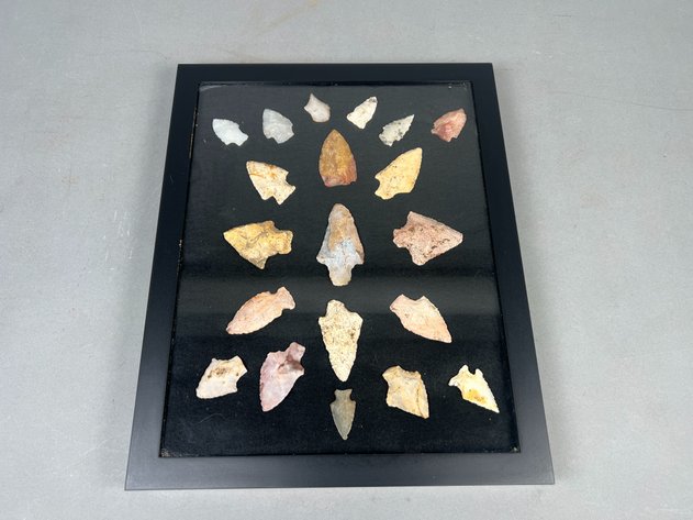 Image for (20) Quality Frame of Native American Projectile Points from the Deep South Including Kirk, Greenbrier & Other Quality Stemmed Points in Coastal Plains Chert & Milky Quartz