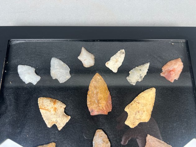 Image for (20) Quality Frame of Native American Projectile Points from the Deep South Including Kirk, Greenbrier & Other Quality Stemmed Points in Coastal Plains Chert & Milky Quartz