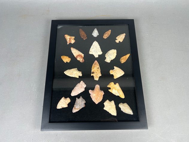 Image for (20) Quality Frame of Native American Projectile Points from the Deep South Including Kirk Corner Notch, Kirk, Abbey & Other Quality Stemmed Points in Coastal Plains Chert & Milky Quartz