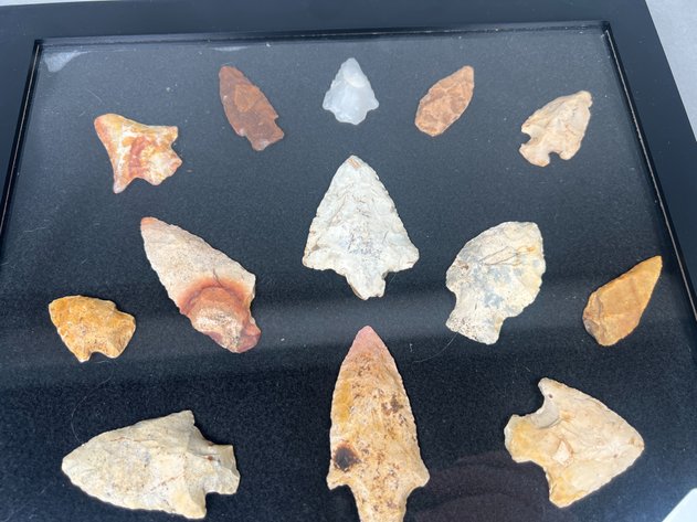Image for (20) Quality Frame of Native American Projectile Points from the Deep South Including Kirk Corner Notch, Kirk, Abbey & Other Quality Stemmed Points in Coastal Plains Chert & Milky Quartz