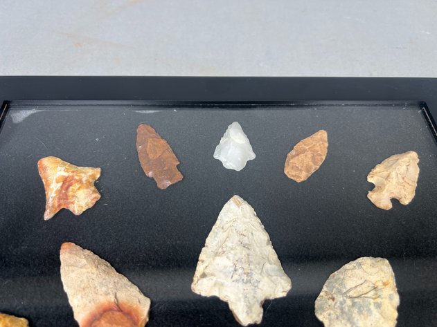 Image for (20) Quality Frame of Native American Projectile Points from the Deep South Including Kirk Corner Notch, Kirk, Abbey & Other Quality Stemmed Points in Coastal Plains Chert & Milky Quartz