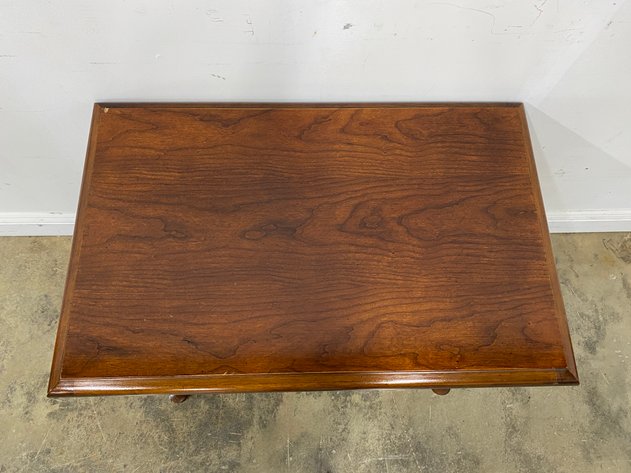 Image for Vintage Queen Anne Style Cherry Tea Table with Pull-Out Trays