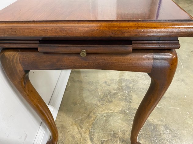 Image for Vintage Queen Anne Style Cherry Tea Table with Pull-Out Trays