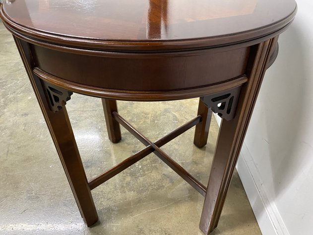 Image for Vintage Lane Chinese Chippendale Style Round Accent Table with Drawer