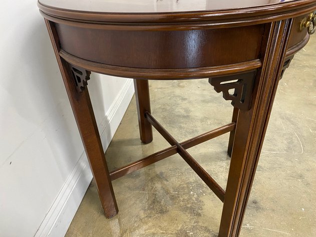 Image for Vintage Lane Chinese Chippendale Style Round Accent Table with Drawer