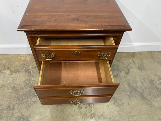 Image for Vintage Traditional Style Two Drawer Nightstand with Brass Hardware