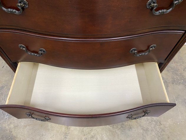 Image for Cortinella Cherry Finish Five Drawer Chest with Carved Trim