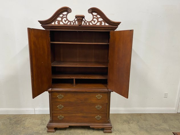 Image for Traditional Style Media Armoire with Three Drawers & Cabinet Storage
