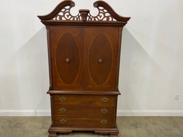 Image for Traditional Style Media Armoire with Three Drawers & Cabinet Storage