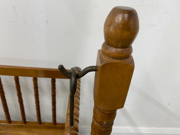 Image for Vintage Jenny Lind Style Wooden Baby Cradle with Rocking Base