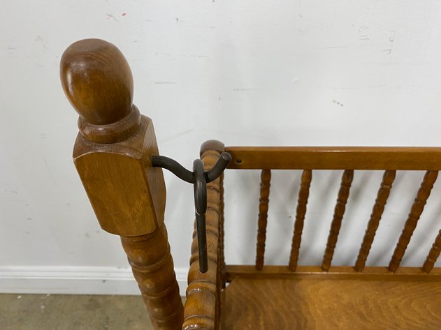 Image for Vintage Jenny Lind Style Wooden Baby Cradle with Rocking Base