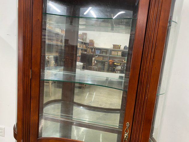 Image for Philip Reinisch Illuminated Curved Glass Curio Display Cabinet