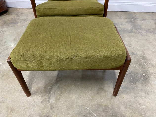 Image for Vintage DUX Mid Century Modern Reclining Lounge Chair with Ottoman, Green Upholstery