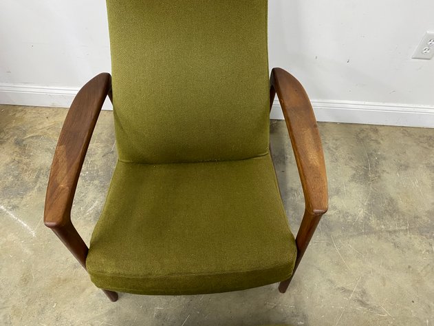 Image for Vintage DUX Mid Century Modern Reclining Lounge Chair with Ottoman, Green Upholstery