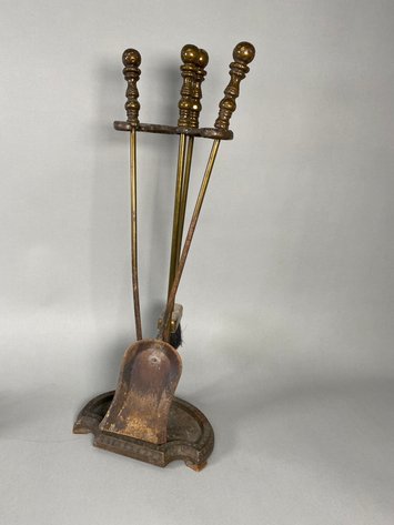 Image for Collection of Vintage Decorative Accessories Including Brass Repousse Wall Plaque, Fireplace Tool Set, University of Florida Button Set, Decorative Walking Cane & More