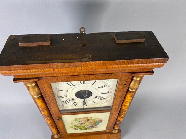 Image for Antique Seth Thomas Ogee Shelf Clock with Reverse-Painted Glass Panel