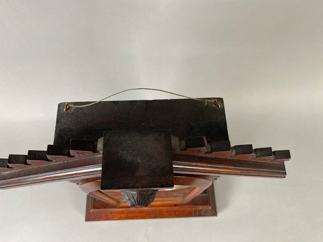 Image for Antique Victorian Walnut Gingerbread Parlor Mantel Clock with Reverse-Painted Glass Door