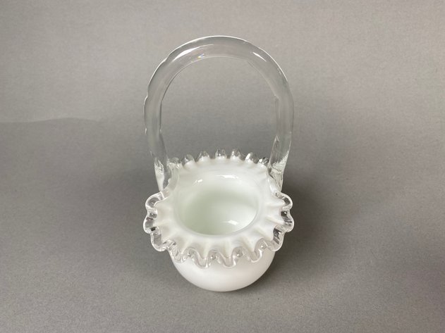 Image for Vintage Fenton Silver Crest Basket, Pilgrim Cranberry Glass Creamers & Indiana Glass Ruby Flash Compote