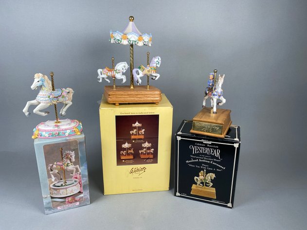 Image for Collection of (3) Musical Carousel Figurines Including Aldon 